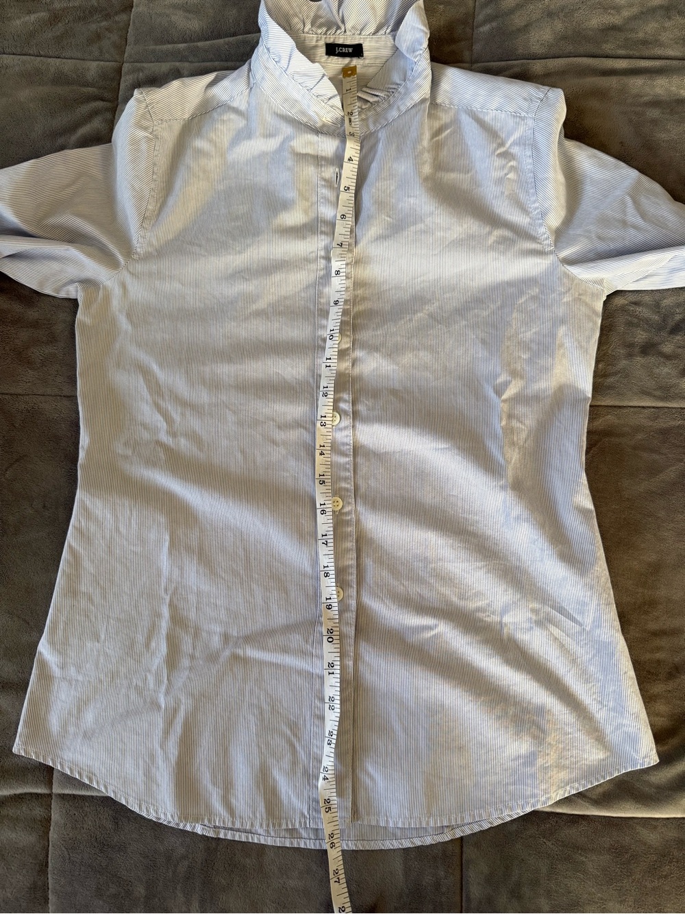 J. Crew Light Blue Pinstripe Ruffle-Collar Button-Down Shirt Size S - Picture 6 of 6